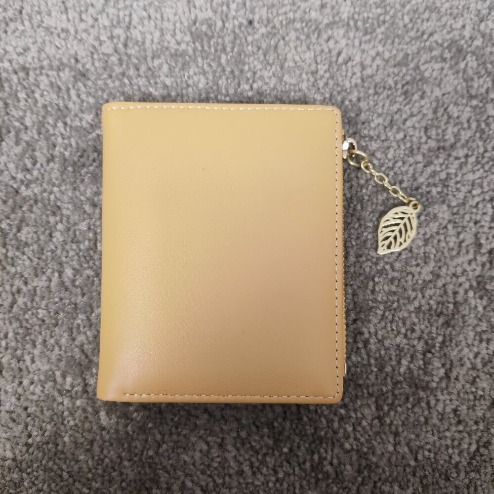 Miniso Women's Bi Fold Wallet Beige Snap Button Closure Elegant Minimalist Style